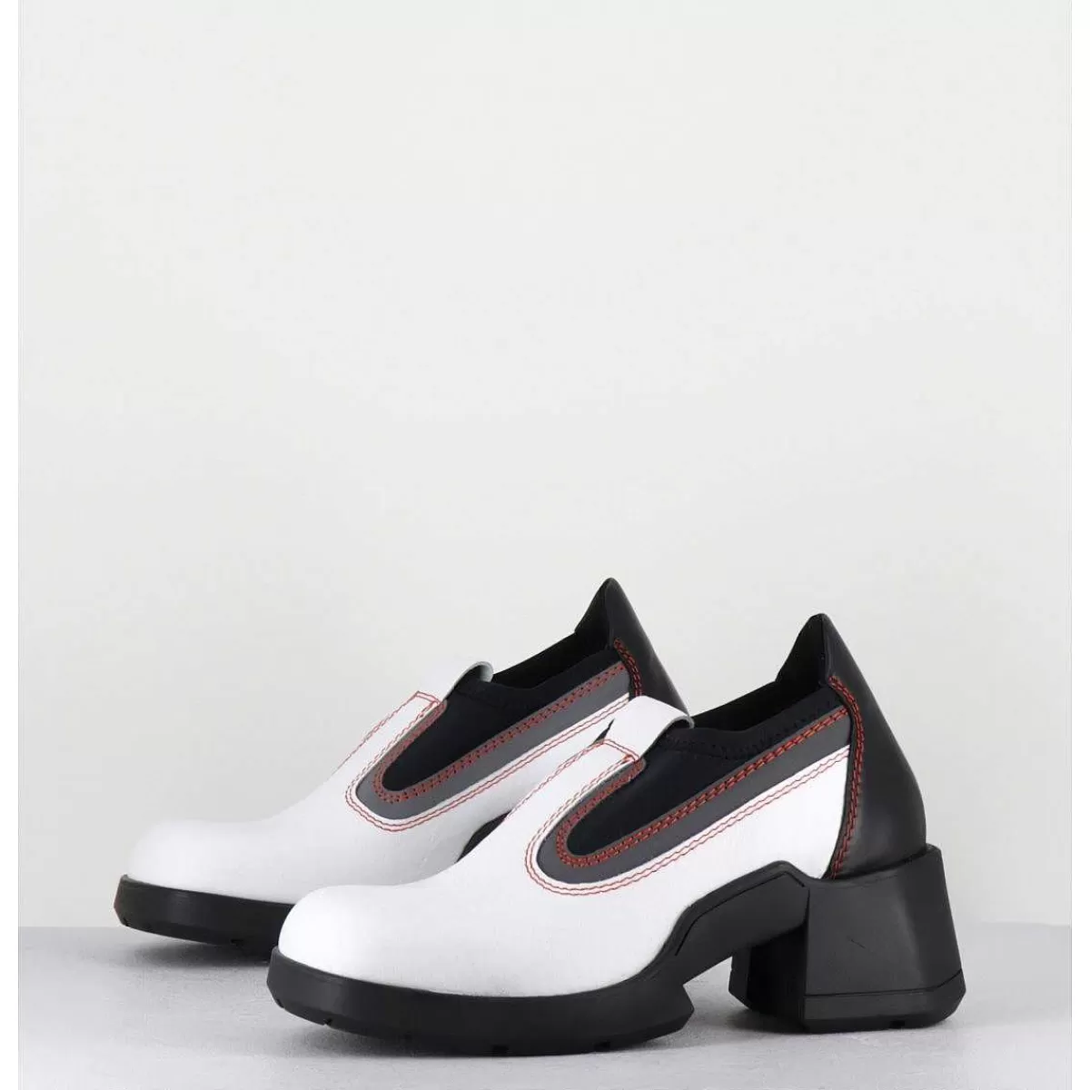 New 90S Futuristic Shoes Cuir Blanc & Lycra - Kuda White Boots Femmes Chaussures