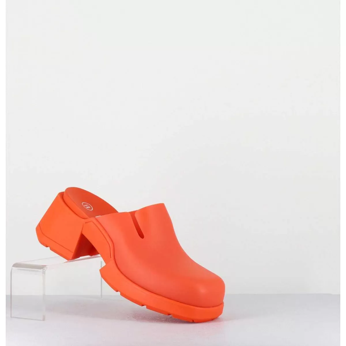 Fashion 90S Orange Rubber Clogs - Blissa Orange Mules Femmes Sabots