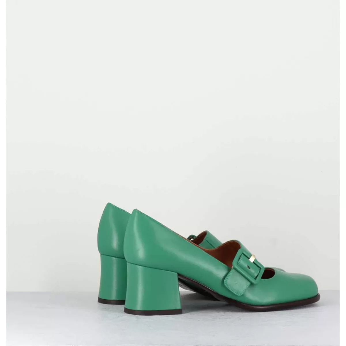 Flash Sale Babies Retro En Cuir Vert Petit Talon - Miko Green Femmes Chaussures