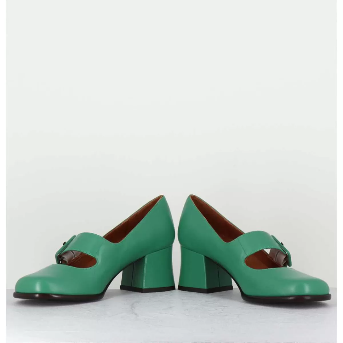 Flash Sale Babies Retro En Cuir Vert Petit Talon - Miko Green Femmes Chaussures