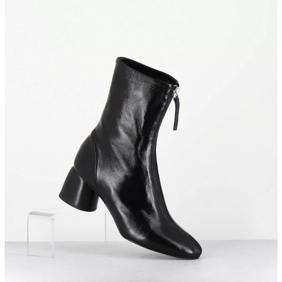 Cheap Boots 60S En Cuir Brillant Noir - Caren07 Glaze Nero Femmes Boots