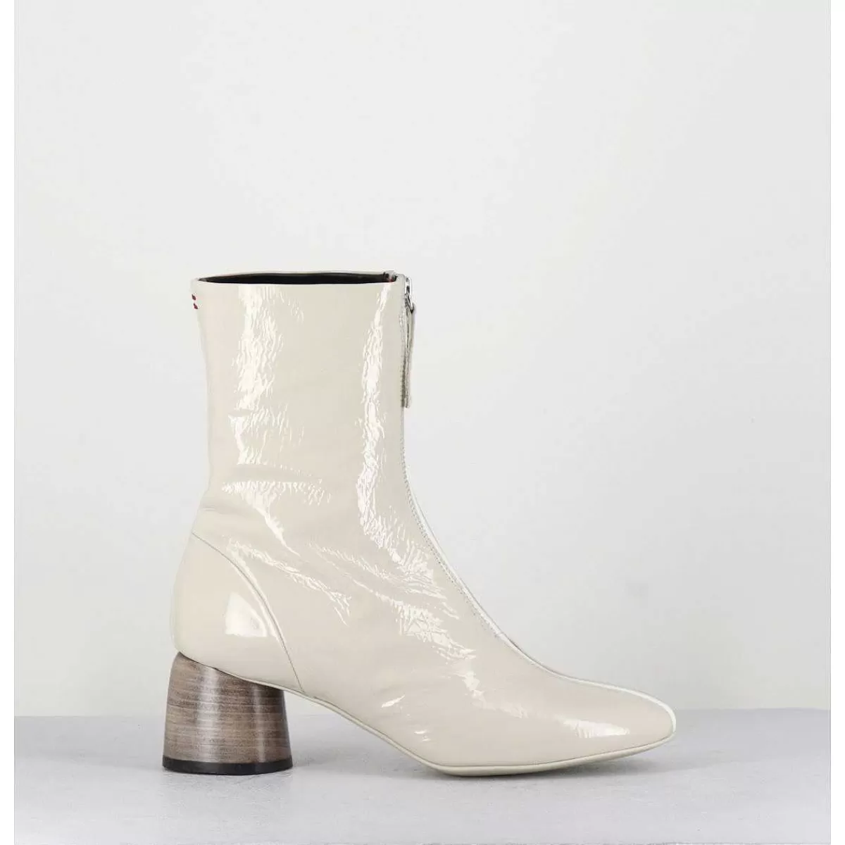 Hot Boots 60S En Cuir Vernis Blanc - Caren07 Plum Osso Femmes Boots