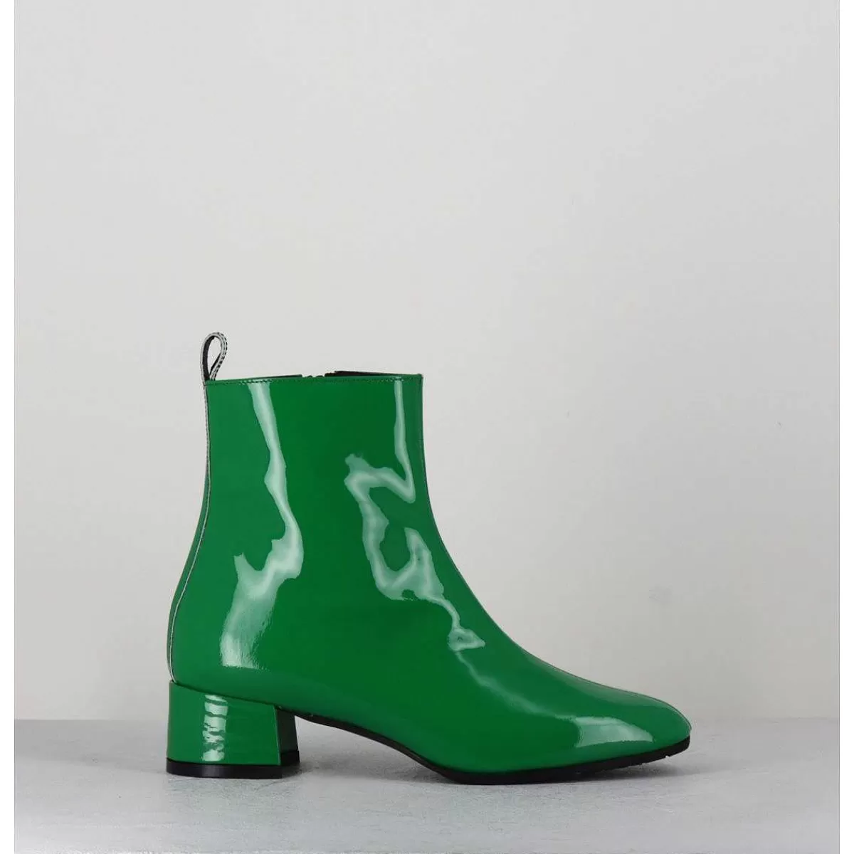 Shop Boots 60S En Cuir Vernis Vert - Jane Vernice Verde Femmes Boots