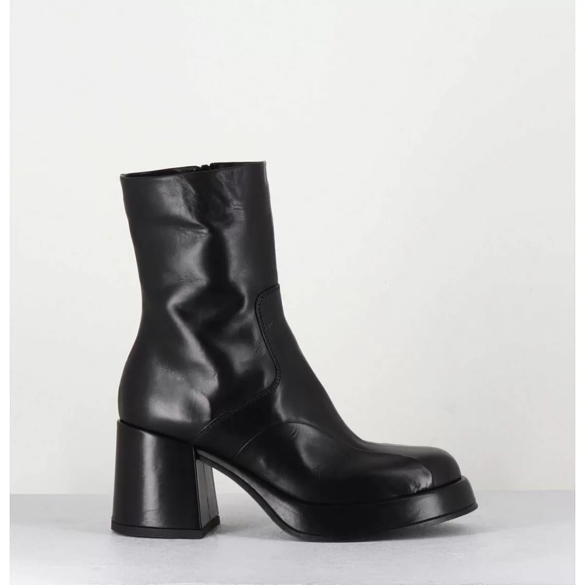 New Boots 70S En Cuir Noir - Archi Nero Femmes Plateformes