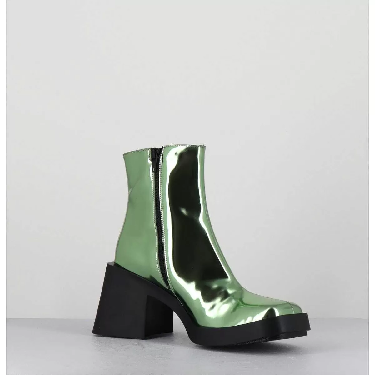 Fashion Boots Bout Carre Miroir Vert - Milla Metallic Green Femmes Boots