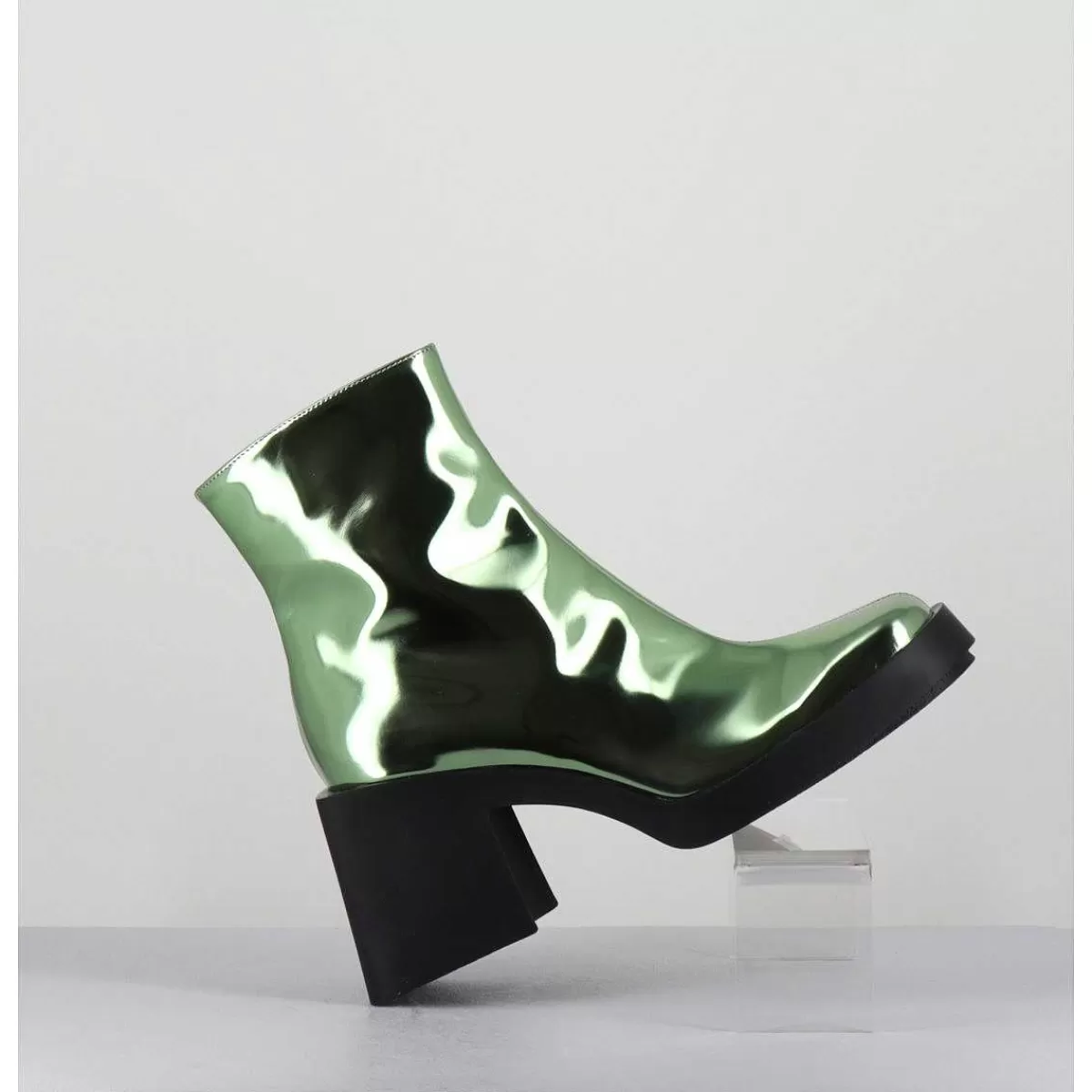 Fashion Boots Bout Carre Miroir Vert - Milla Metallic Green Femmes Boots