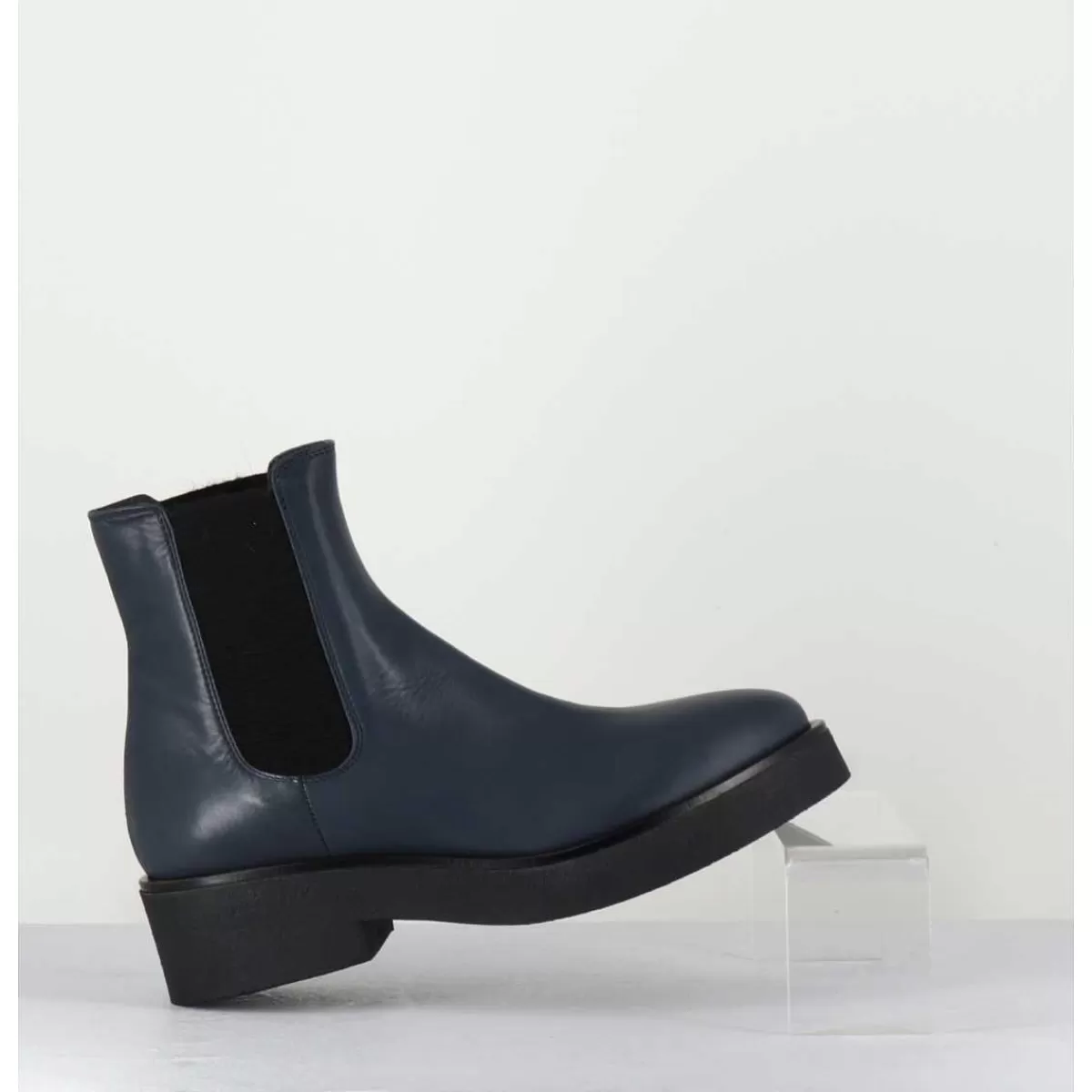 Shop Boots Chelsea En Cuir Bleu - Perla Blu Femmes Boots