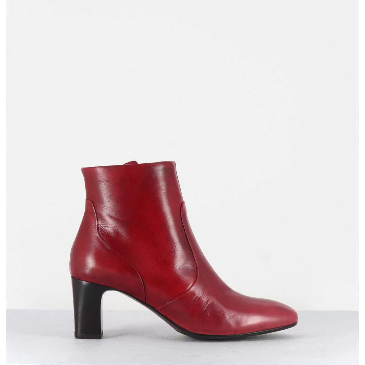 Store Boots En Cuir Rouge Souple - F570 Rosso Femmes Boots