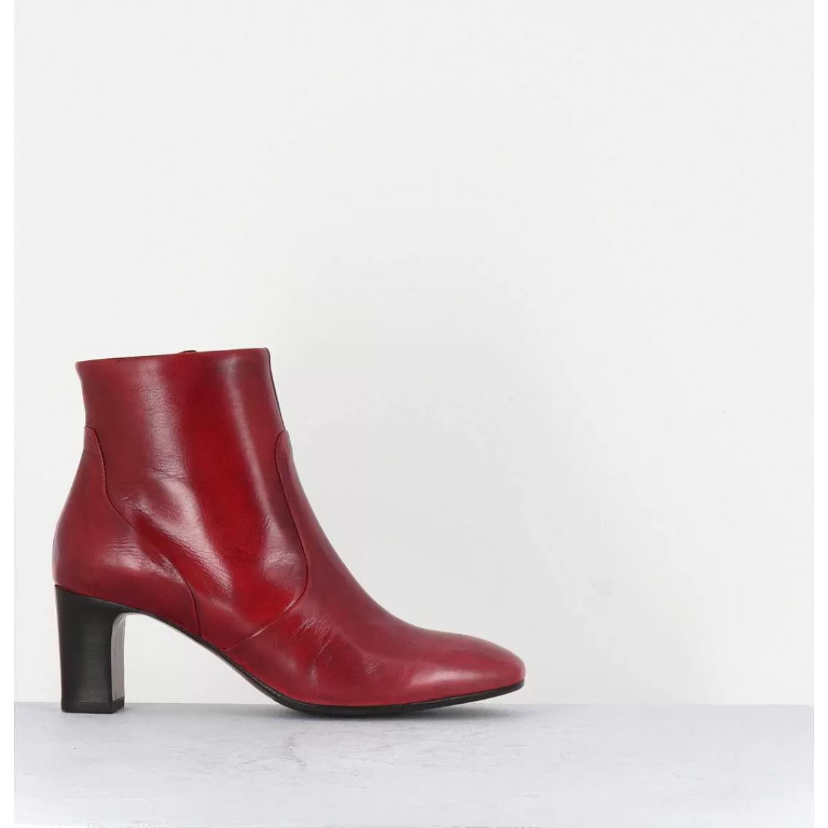 Store Boots En Cuir Rouge Souple - F570 Rosso Femmes Boots