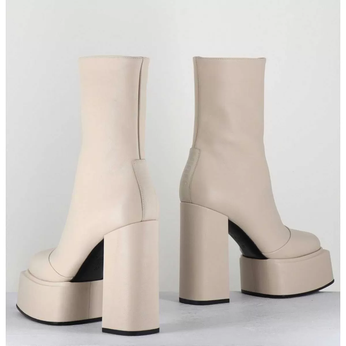 Sale Boots En Cuir Souple Blanc - Iara Mok Milk Femmes Plateformes