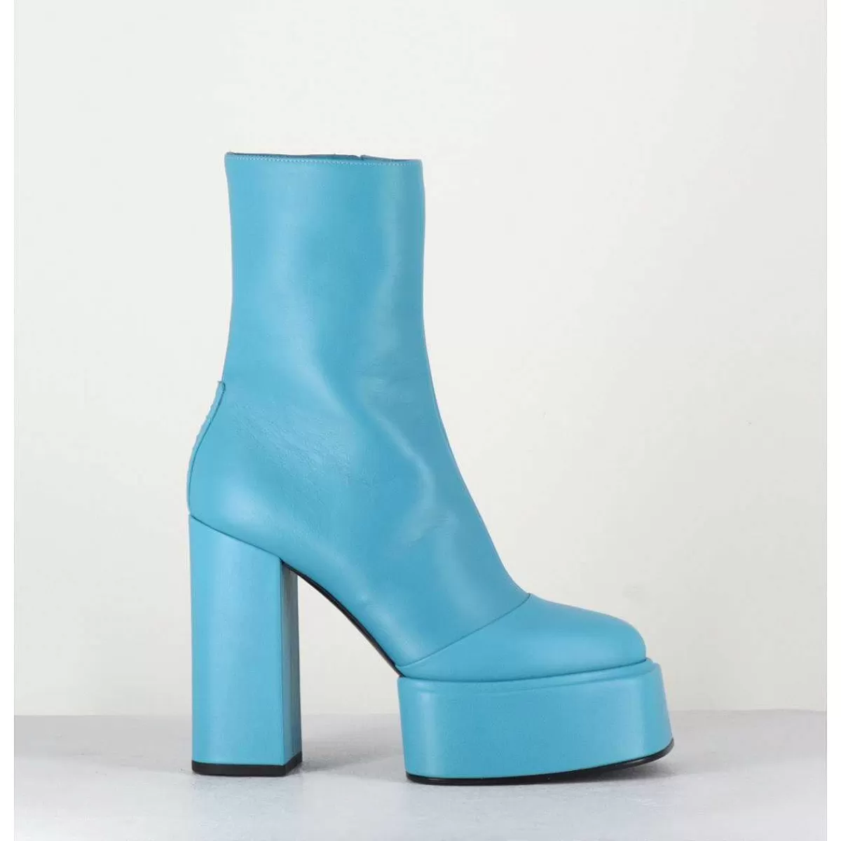 Sale Boots En Cuir Souple Bleu Turquoise - Iara Mok Ash Femmes Plateformes