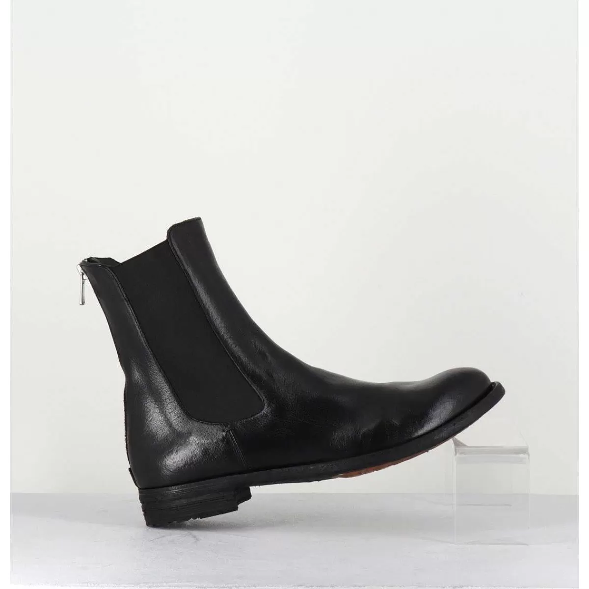 Flash Sale Boots Plates En Cuir Noir & Elastique - Lexikon073 Nero Femmes Boots