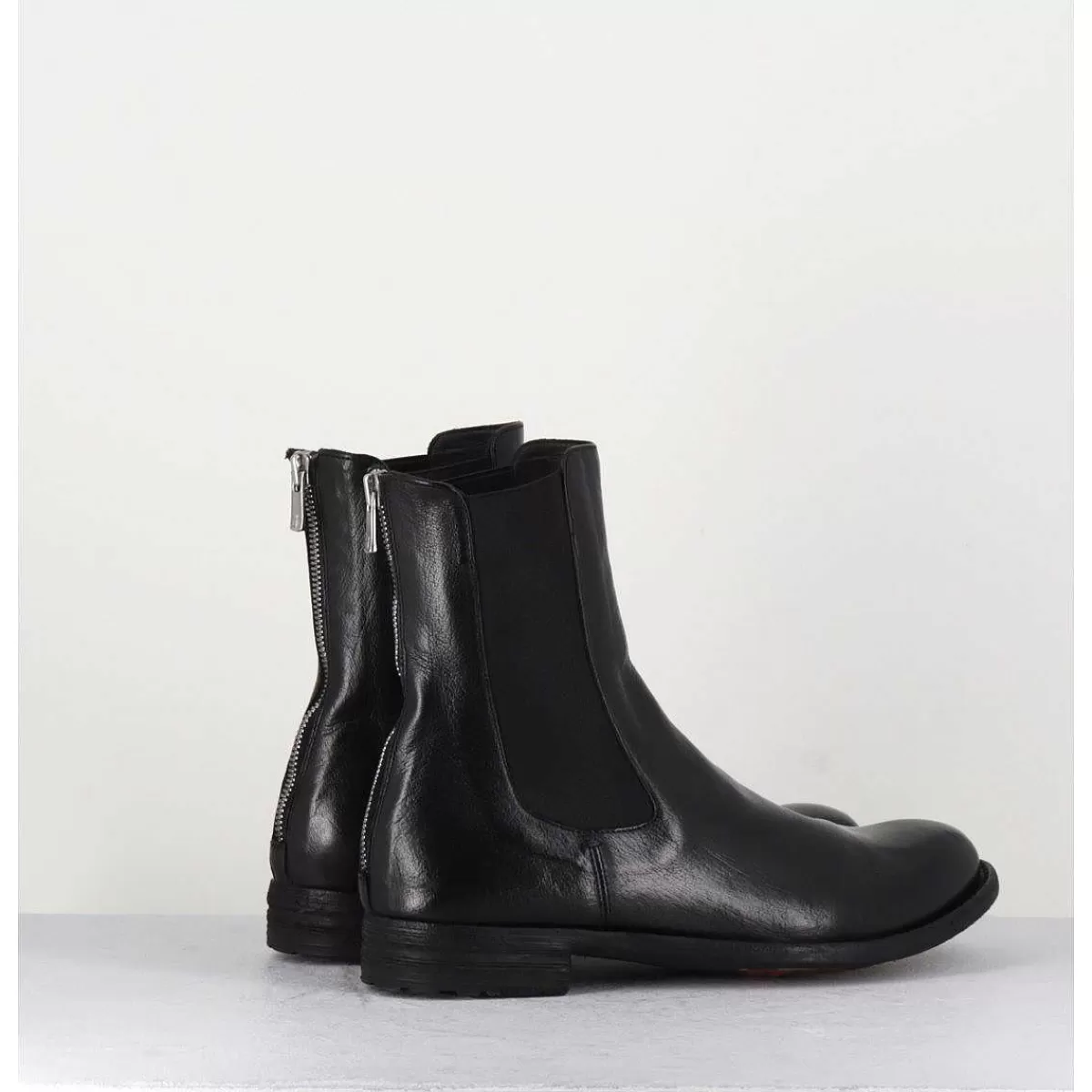 Flash Sale Boots Plates En Cuir Noir & Elastique - Lexikon073 Nero Femmes Boots