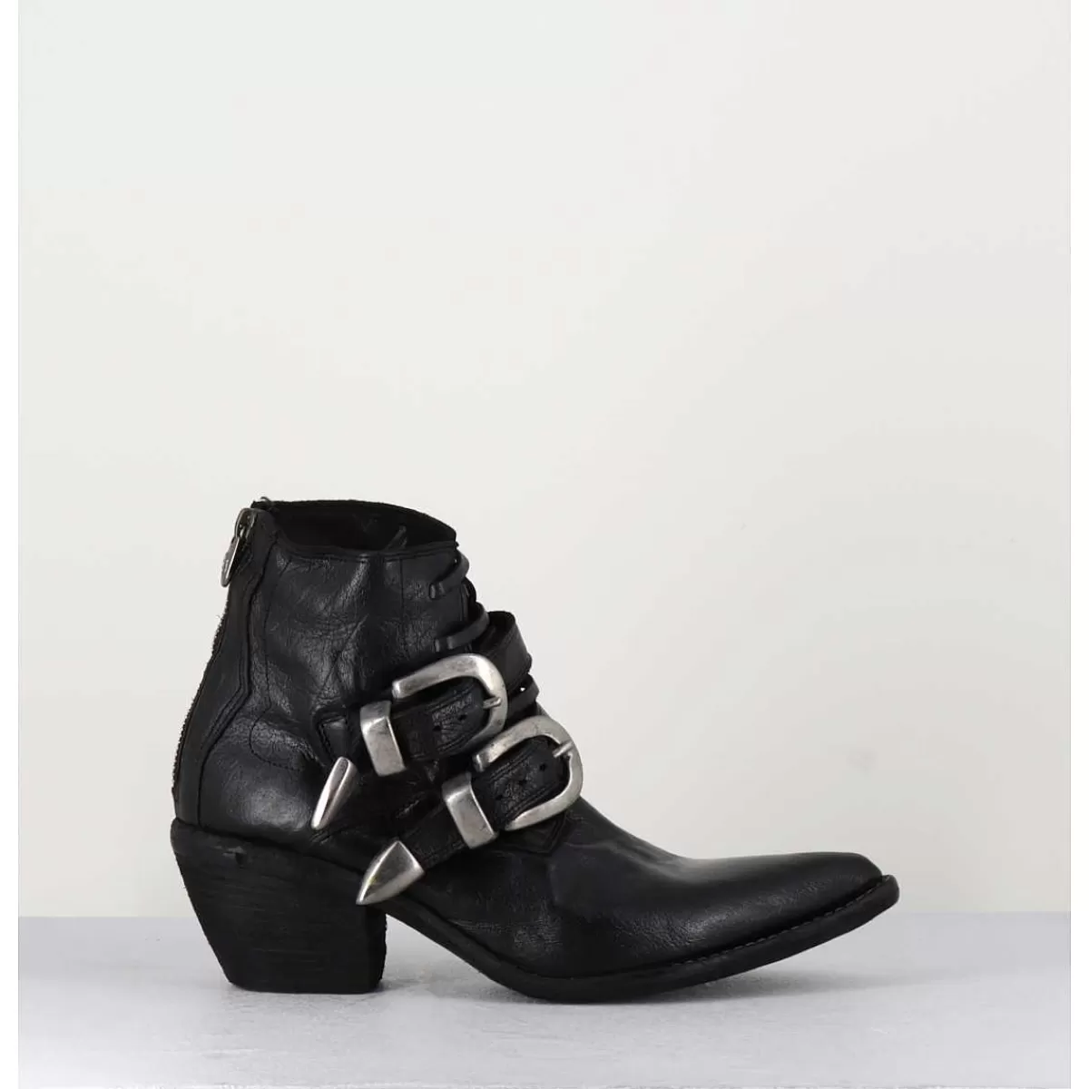 Shop Boots Santiag Cuir Noir & Boucles - 3845 Super Black Femmes Santiags