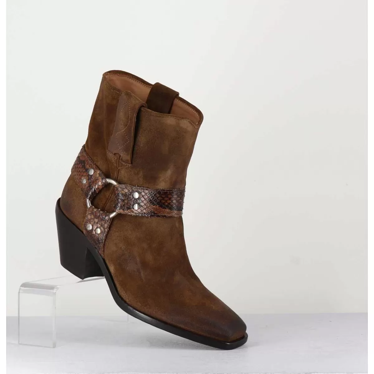 Hot Boots Santiag En Daim Marron Vieilli - 5180 Birra Femmes Santiags