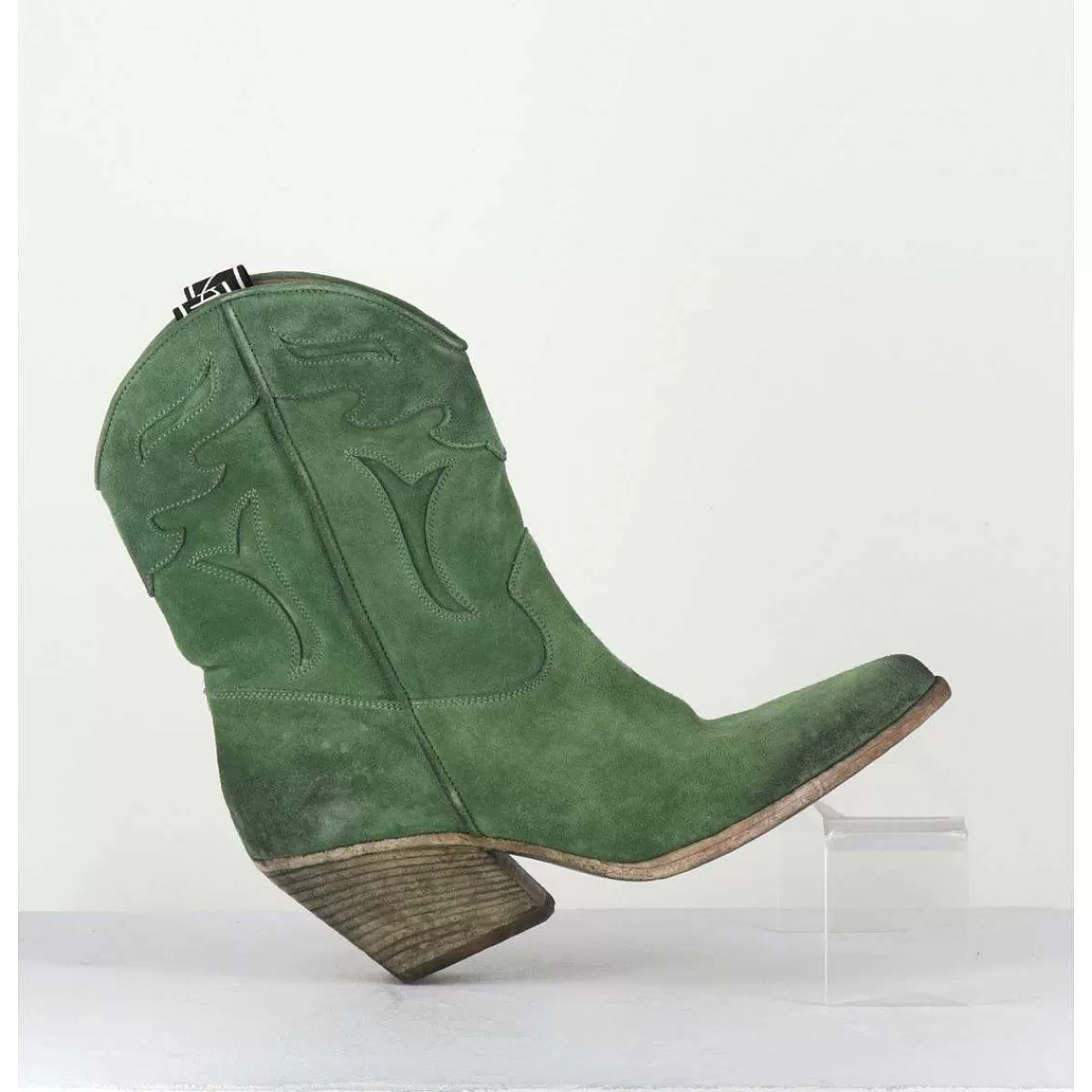 Sale Boots Santiags En Daim Vert - E2016 Texan Green Femmes Santiags