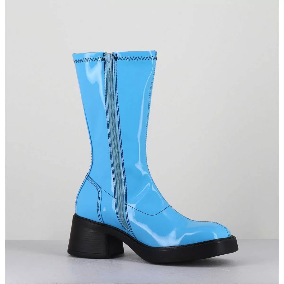 Hot Boots Vinyle Stretch Bleu Ciel - Vero Blue Boots Femmes Boots