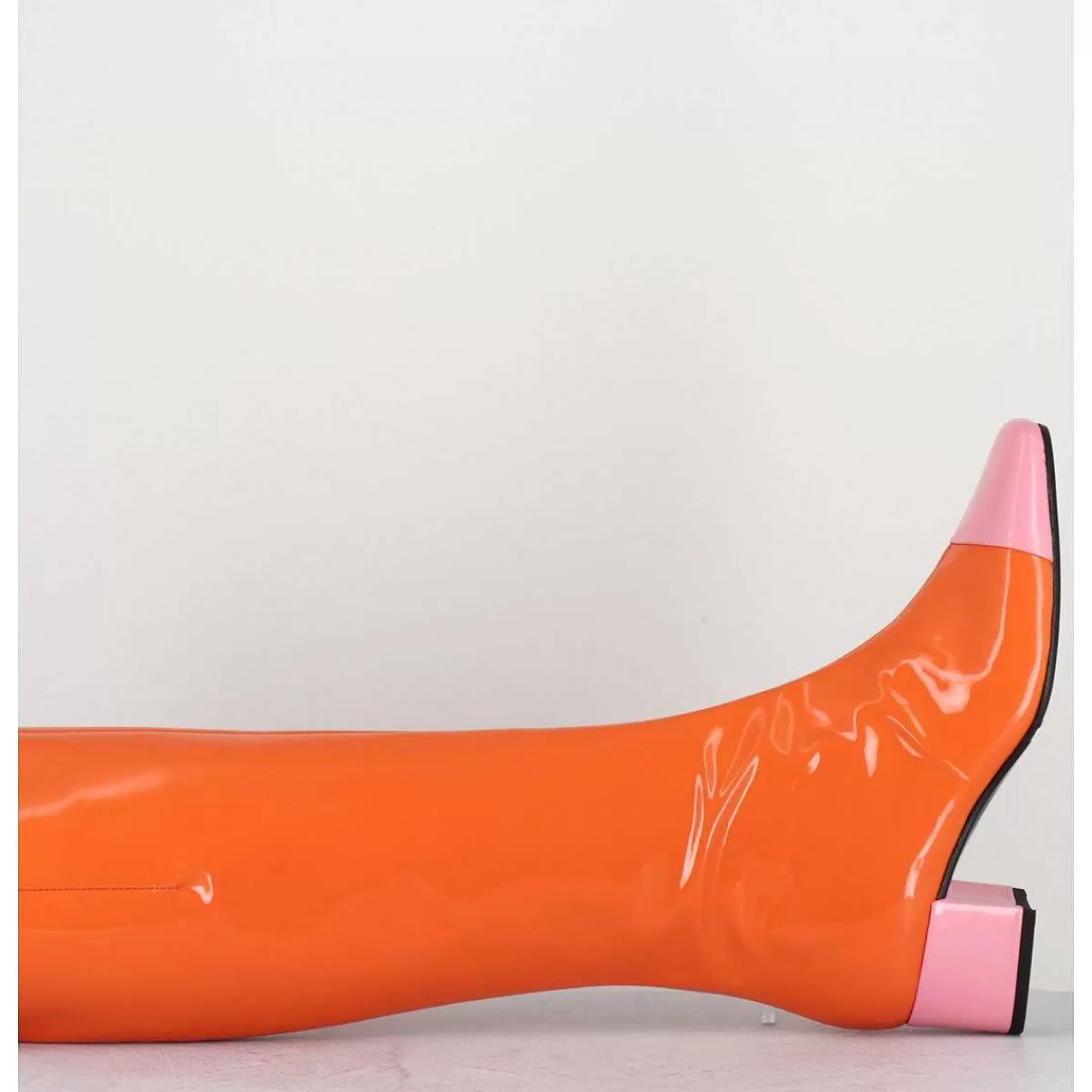 Cheap Bottes 60S Vernis Orange & Rose - Malaga Vernis Mandarine Femmes Bottes