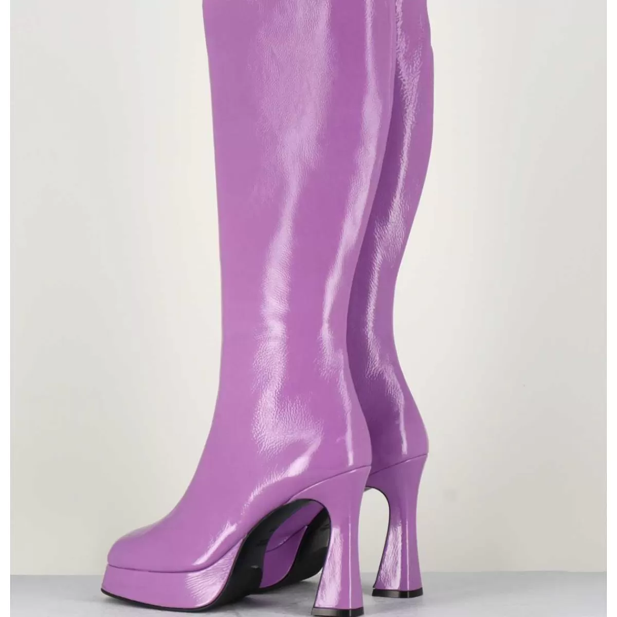 Sale Bottes En Cuir Naplak Violet - Finish Lilas Femmes Bottes