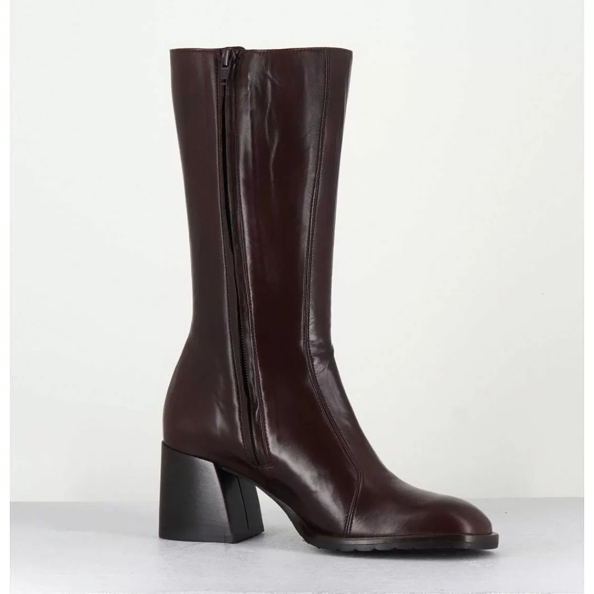 Fashion Bottes Mi-Hautes En Cuir Souple Marron - R288M Seta Cafe Femmes Bottes