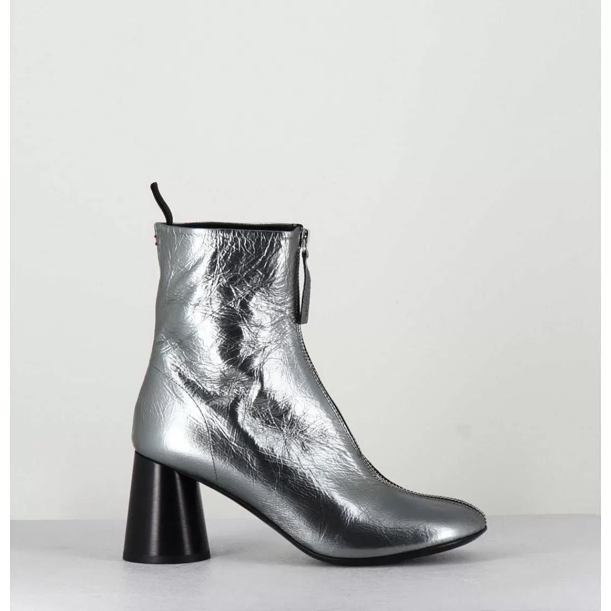 Online Bottines En Cuir Metallise Argent Tres Souple - Ace07 Metal Femmes Boots