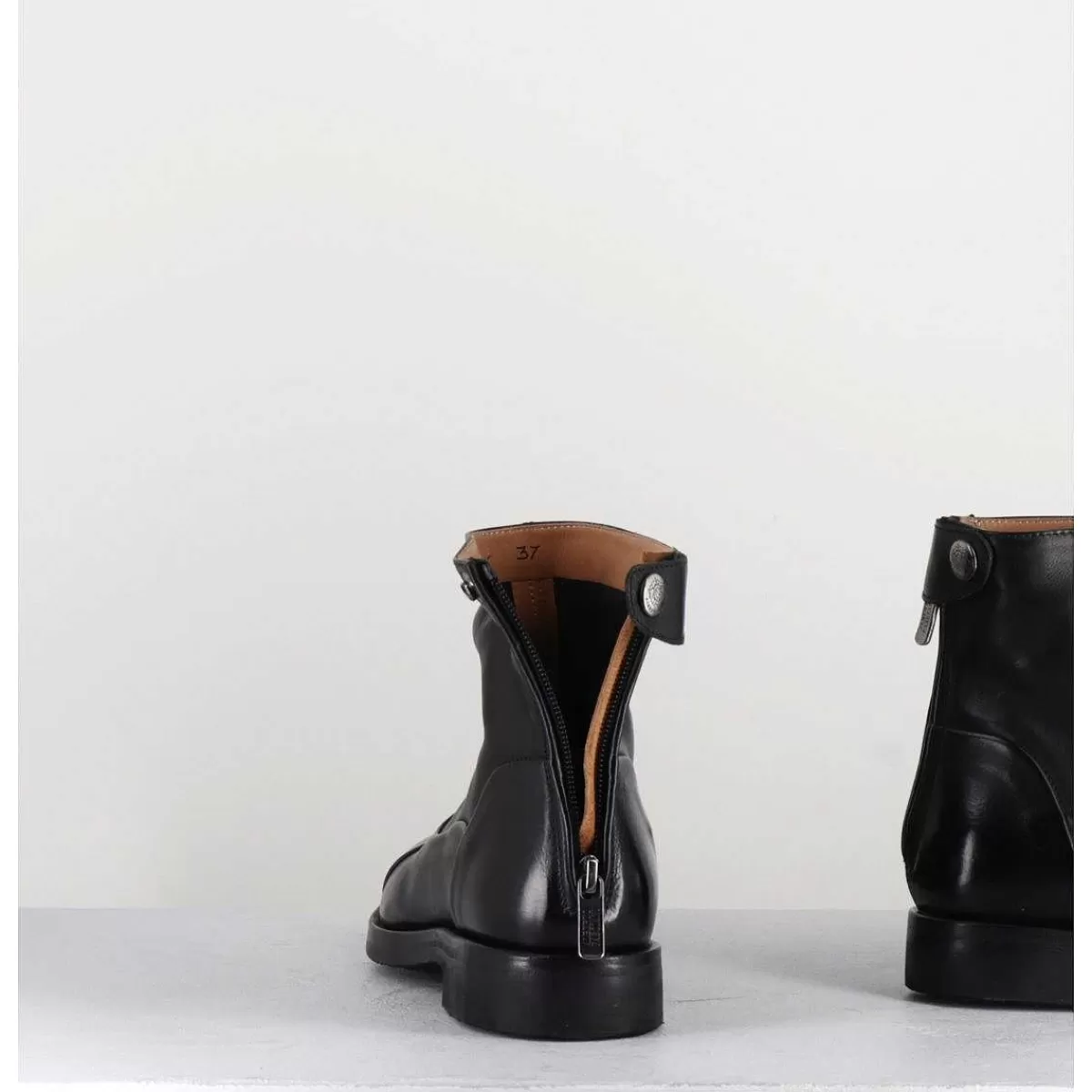 Flash Sale Bottines Plates En Cuir Noir - Camil 70009 Black Femmes Boots