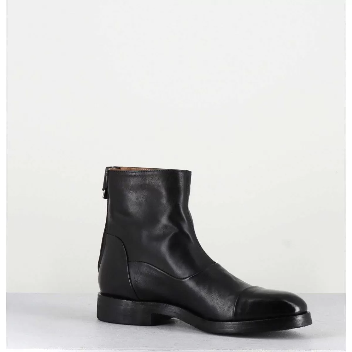 Flash Sale Bottines Plates En Cuir Noir - Camil 70009 Black Femmes Boots