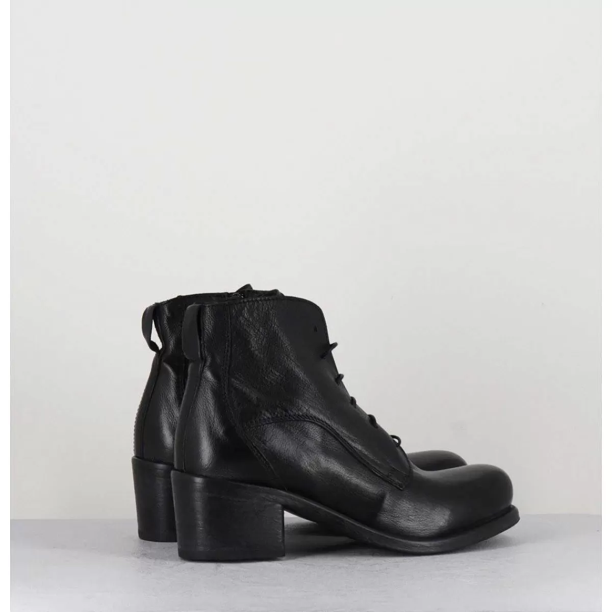 New Chaussures En Cuir Noir A Lacets - 1Cw348 Nero Femmes Chaussures