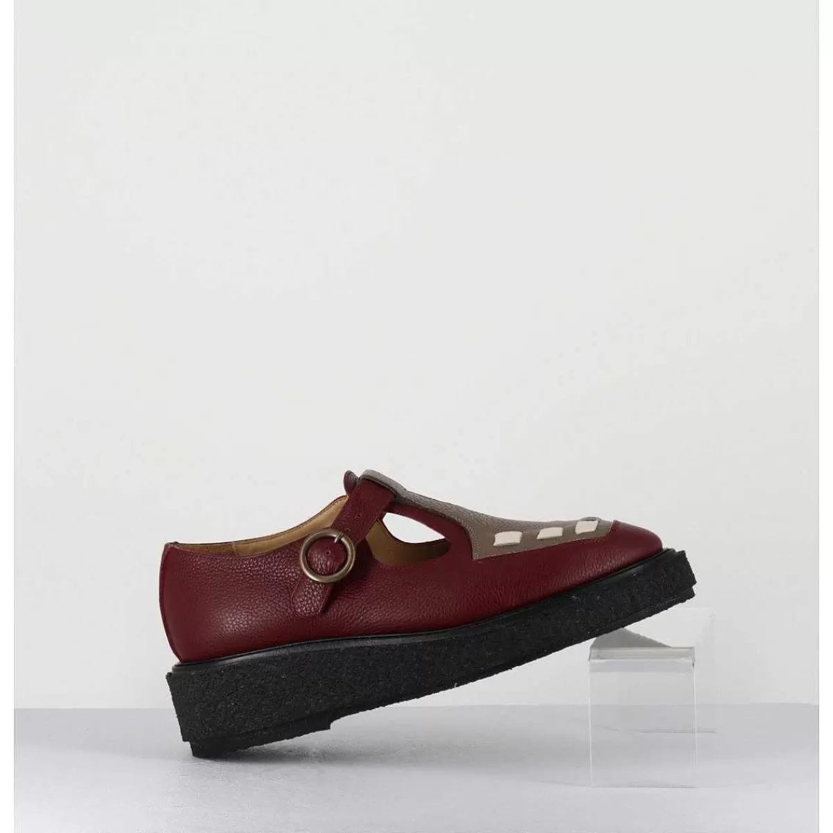 Online Creppers Mary-Jane En Cuir Bordeaux - Doublet Cowhide Femmes Chaussures