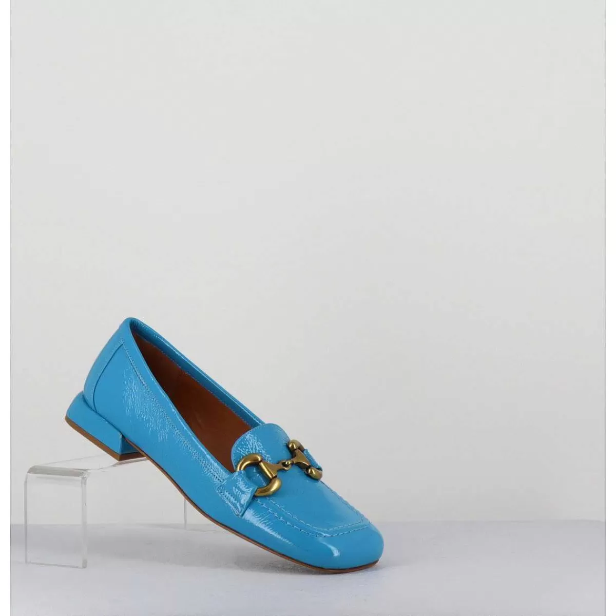 Discount Mocassins 60S En Cuir Vernis Bleu - Lake Naplak Blu Femmes Chaussures