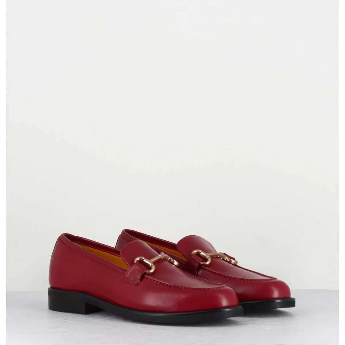 New Mocassins A Mors En Cuir Rouge - M431 Rosso Femmes Chaussures