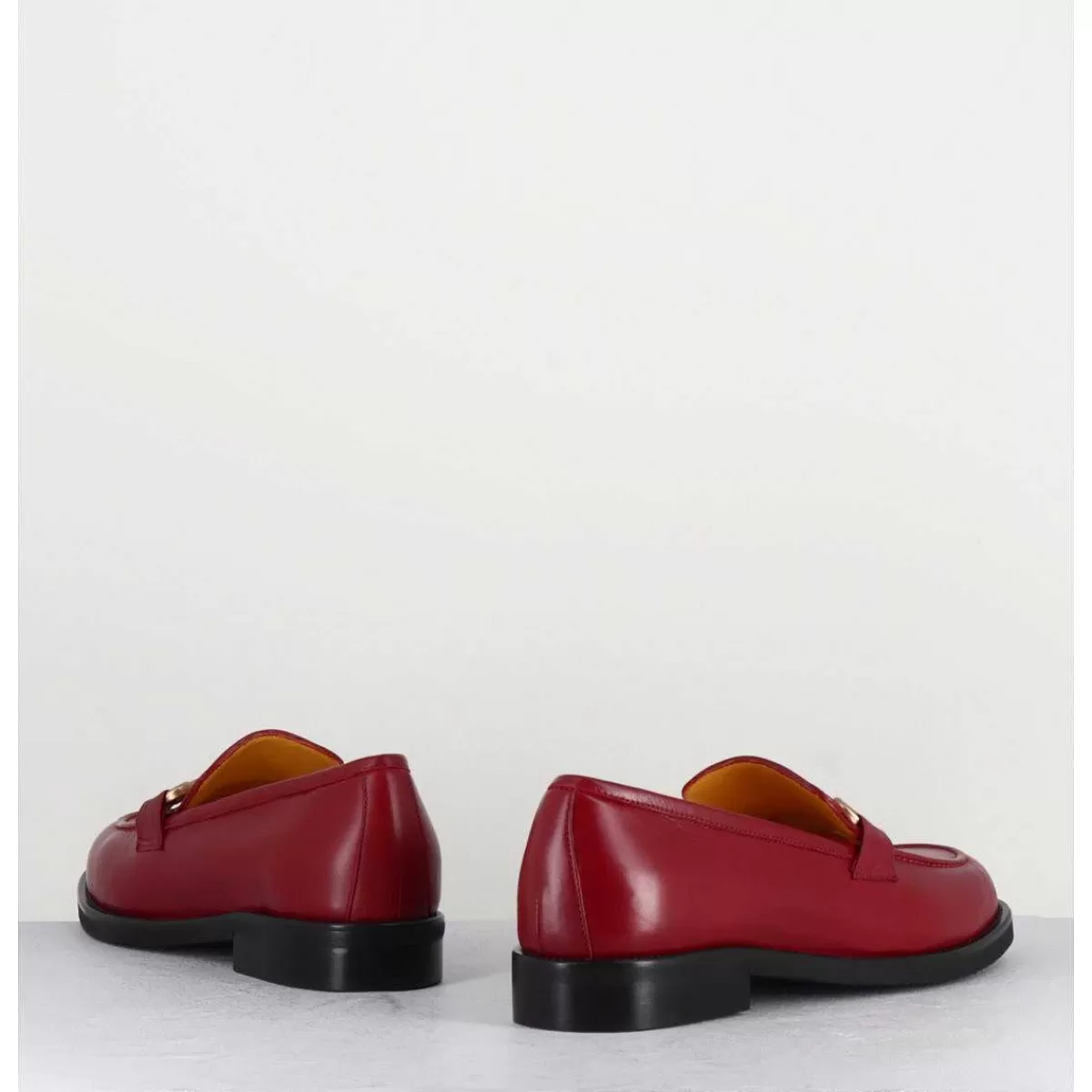 New Mocassins A Mors En Cuir Rouge - M431 Rosso Femmes Chaussures