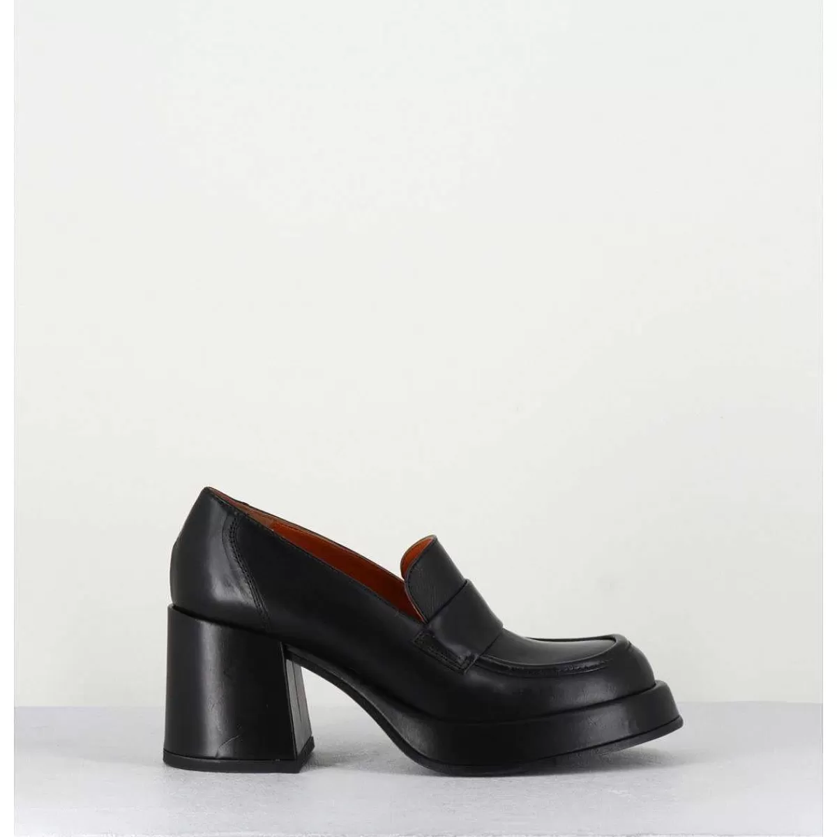 Outlet Mocassins A Plateforme En Cuir Noir - Meda Nero Femmes Mocassins