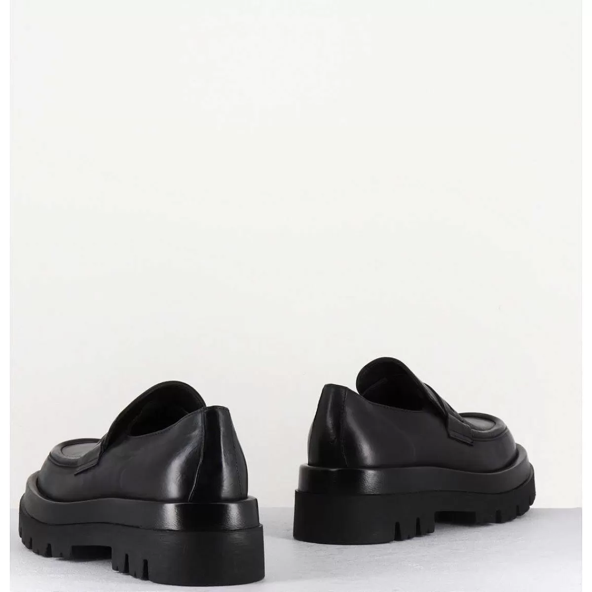 Outlet Mocassins Chunky En Cuir Noir - Diwa Nero Femmes Mocassins