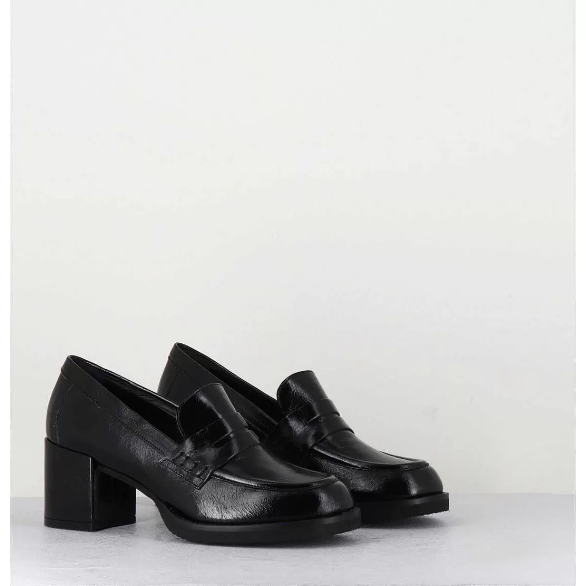 Best Mocassins En Cuir Brillant Noir - Ah500 Black Femmes Mocassins