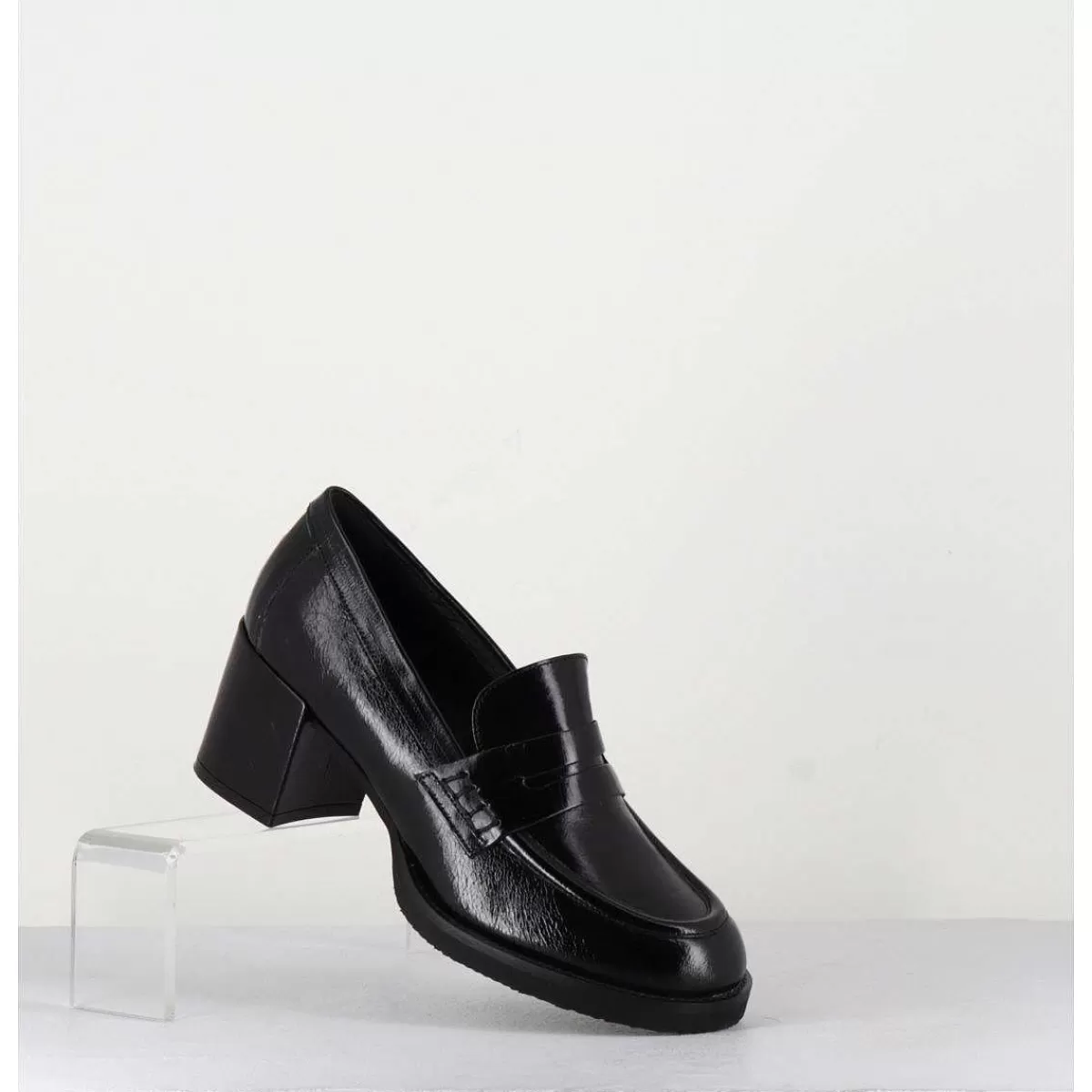 Best Mocassins En Cuir Brillant Noir - Ah500 Black Femmes Mocassins