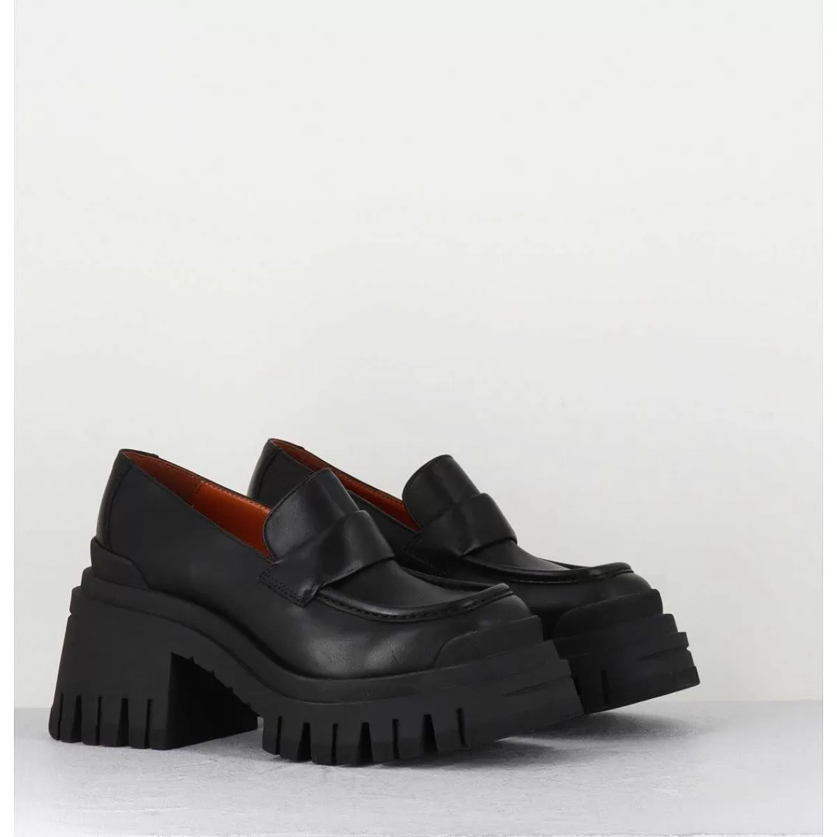 Flash Sale Mocassins Semelle Chunky Esprit 90S - Moca Nero Femmes Mocassins