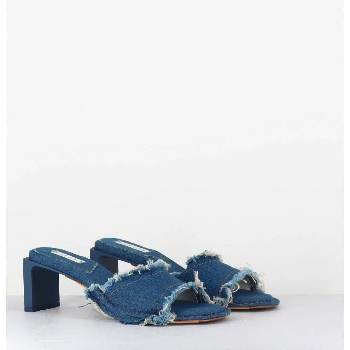 Store Mules En Jean A Talon - Marguerite Denim Sandals Femmes Sandales