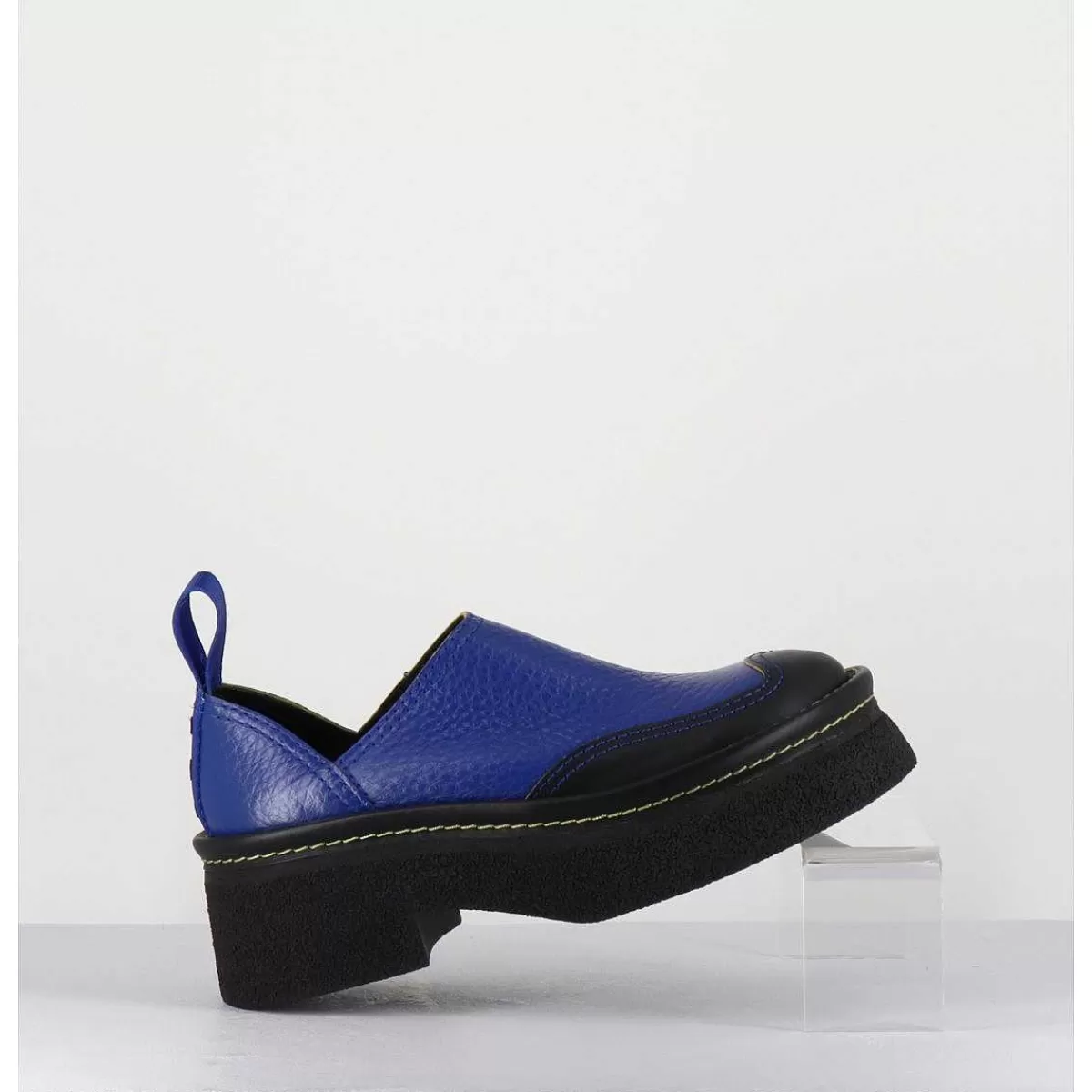 Flash Sale Sabots Chunky Cuir Graine Bleu Electrique - Mercedes Blue Mules Femmes Chaussures