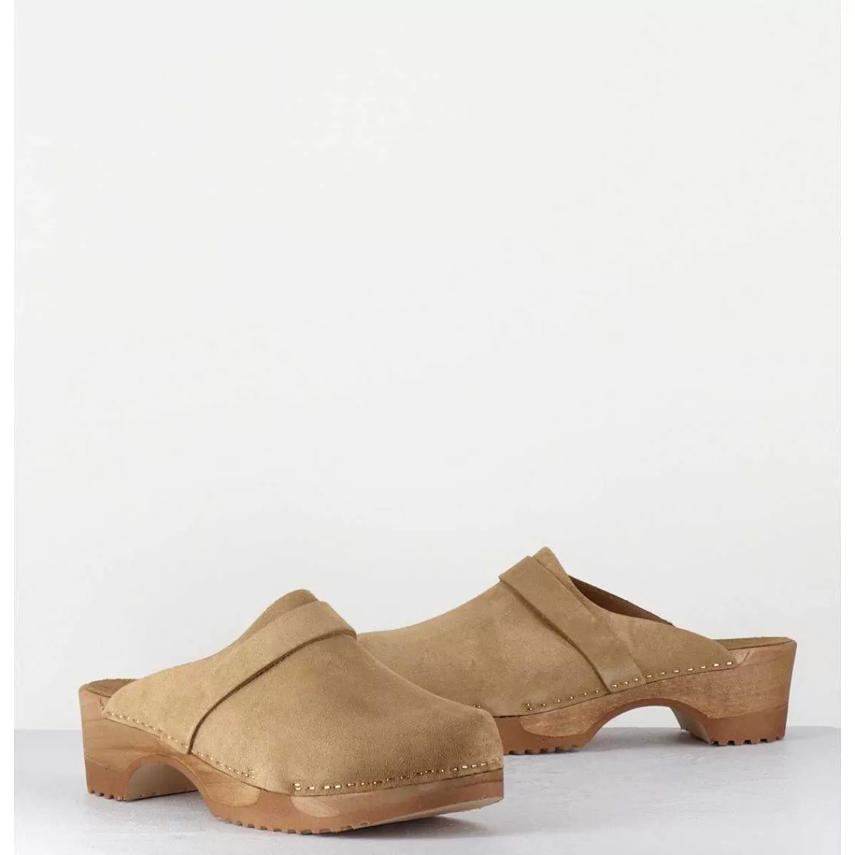 Flash Sale Sabots Flexibles En Daim Camel - Complice Daim Tan Femmes Sabots