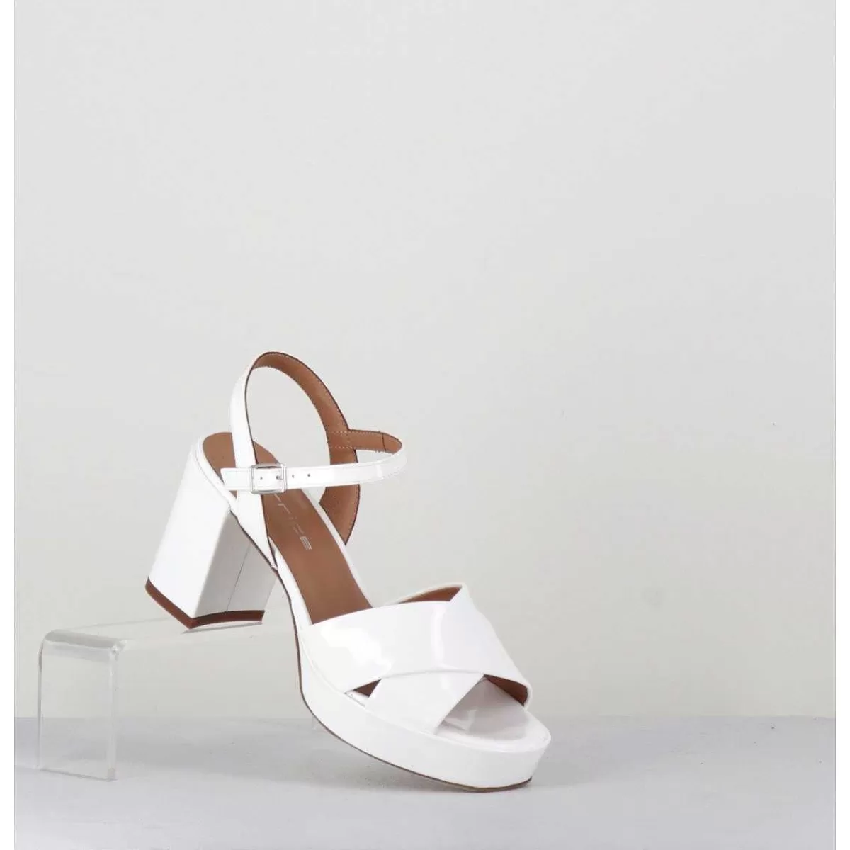 Online Sandales En Cuir Vernis Blanc - Julia23 Bianco Femmes Plateformes