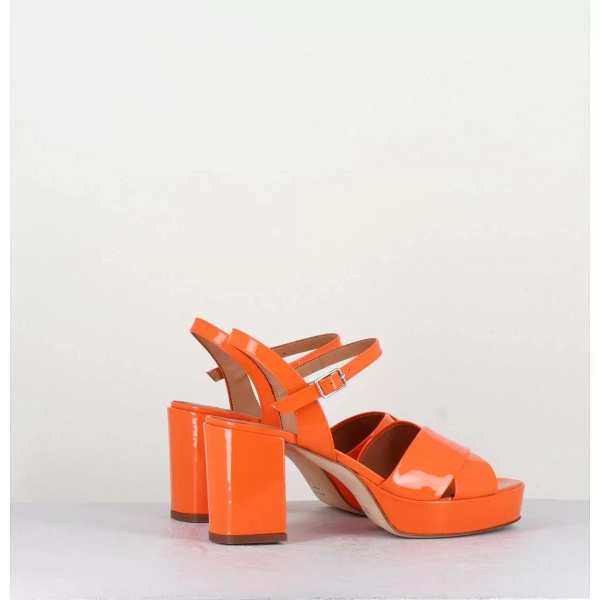 Best Sandales En Cuir Vernis Orange - Julia23 Arancio Femmes Plateformes