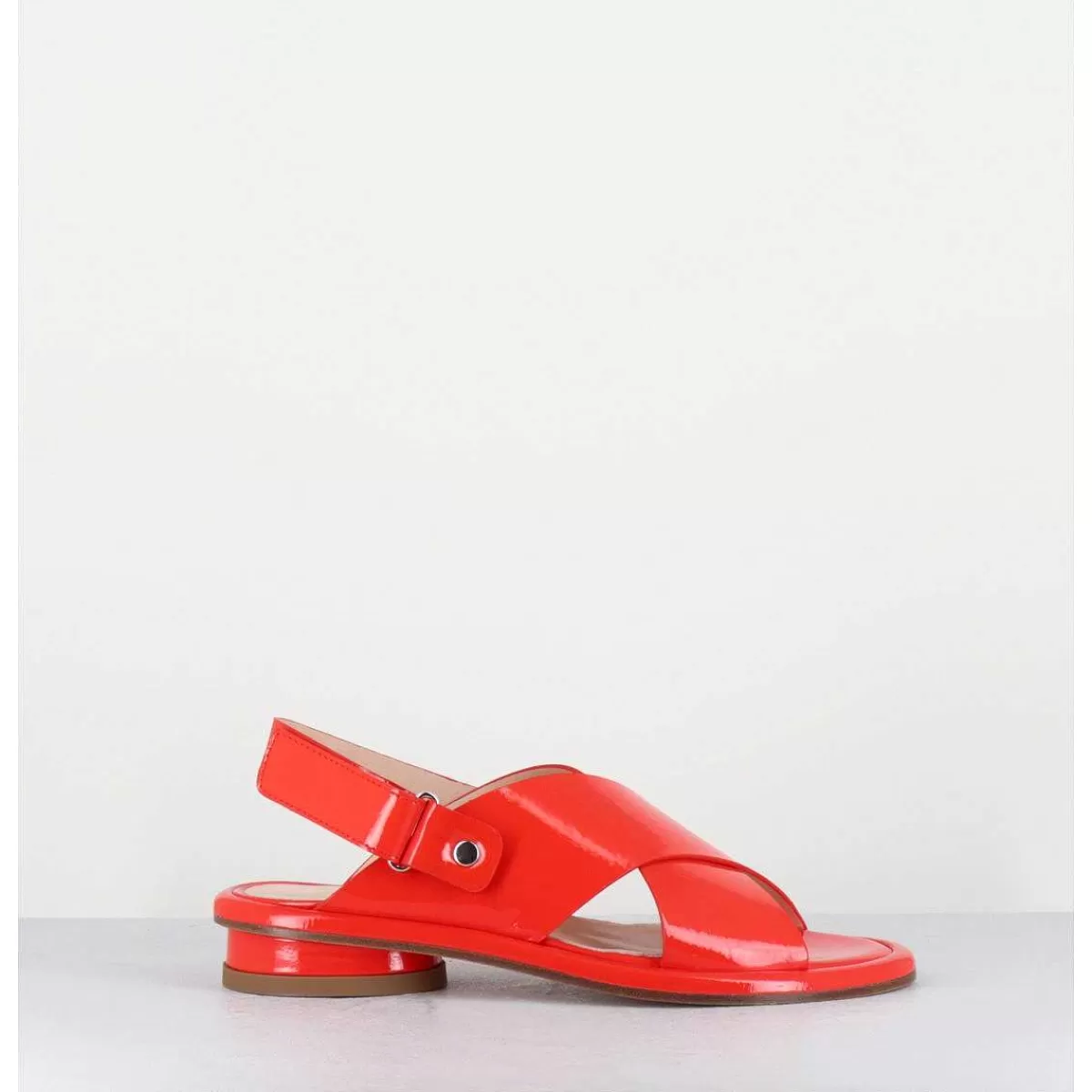 New Sandales Plates En Cuir Rouge - Alison Criss Tangerine Femmes Sandales