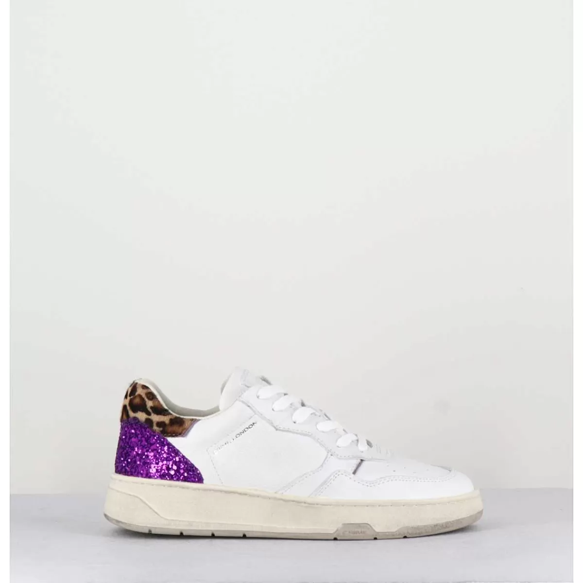 Flash Sale Sneakers En Cuir Blanc & Glitter Violet - Timeless Low Femmes Sneakers