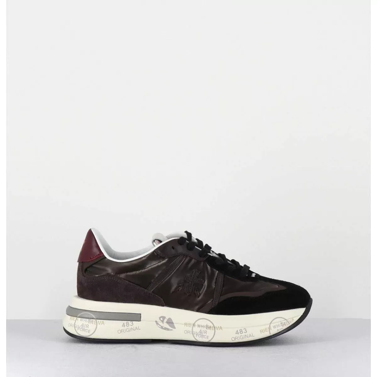 Store Sneakers Ultra Legere Cuir & Toile Marron - Cassie 6472 Femmes Sneakers